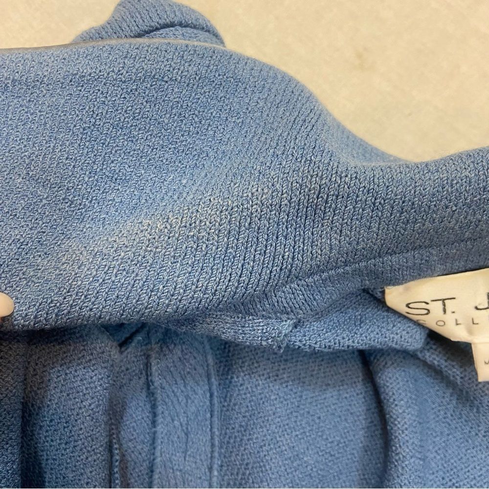 St. John Collection Brand Blue Full Zipper Knit Jacket Size 4 - Picture 10 of 13